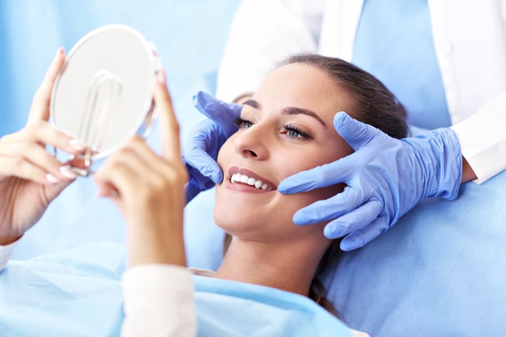 A smiling woman at the dentist’s office